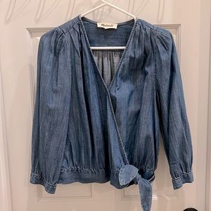 Madewell Denim Wrap Blouse - Size S - EUC
